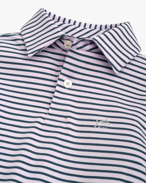 Youth Southern Tide Ryder Heather Marin Stripe Performance Polo Shirt