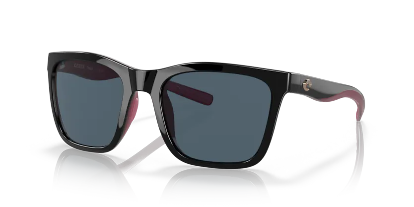 Costa Del Mar Panga Shiny Black/ Crystal/ Fuchsia/ Gray 580P Sunglasses