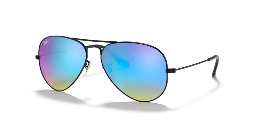 Ray Ban Large Aviator ORB3025 002/40 Black/ Brown Gradient Mirror Blue Sunglasses
