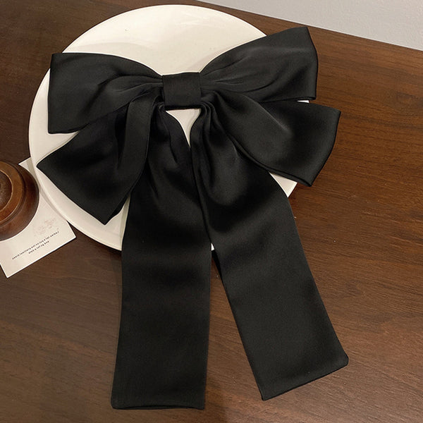 Satin Long Ribbon Bow Barrettes