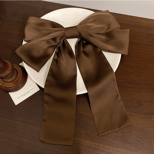 Satin Long Ribbon Bow Barrettes