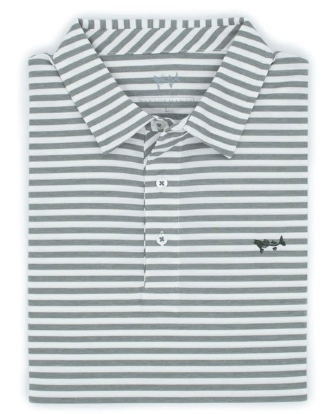 Coastal Cotton Coral Stripe Performance Polo