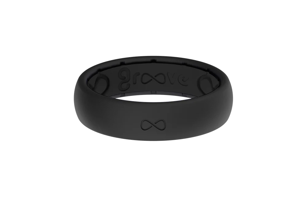 Groovelife Thin Solid Black Silicone Ring