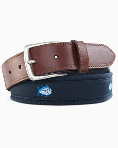 Southern Tide Skipjack Navy Embroidered Belt