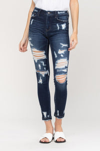 Kelly High Rise Heavily Distressed Ankle Skinny