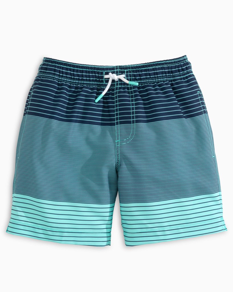 Boy's Southern Tide Stripe Swim Shorts