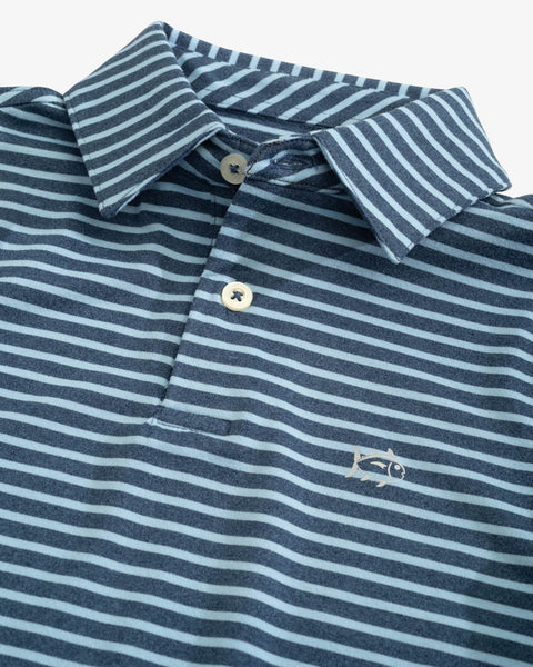 Youth Southern Tide Ryder Heather Marin Stripe Performance Polo Shirt