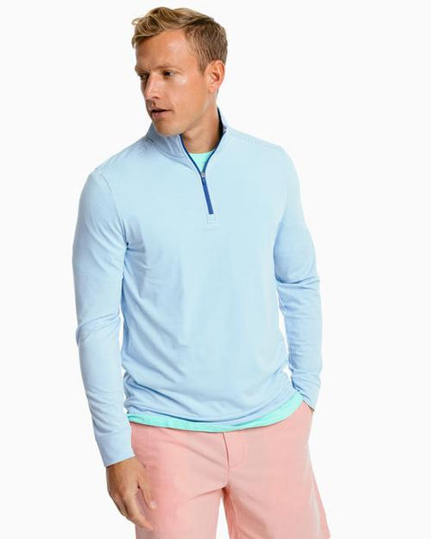 Southern Tide Heather Stripe Performance 1/4 Zip Pullover