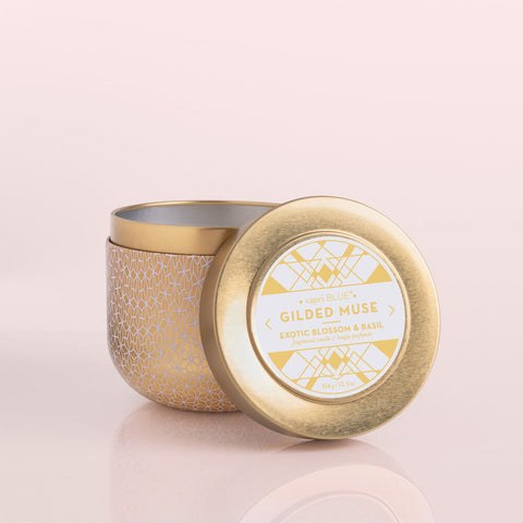 Capri Blue Exotic Blossom & Basil Gilded Tin, 12.5 oz