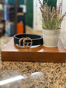 GG Metal Snakeskin Leather Belt