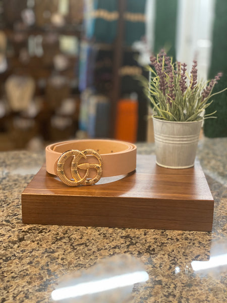 Shiny metal GO snake buckle belt